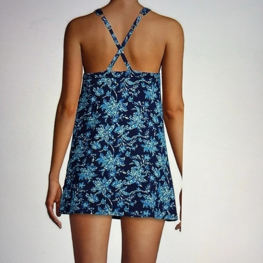 Lands End High Neck Swim Dress Swimsuit 4